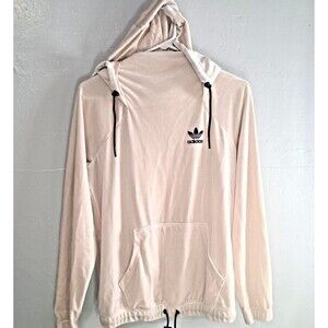 Adidas Hoodie Womens Small Ivory Cream Velour Pullover Trefoil Logo Street